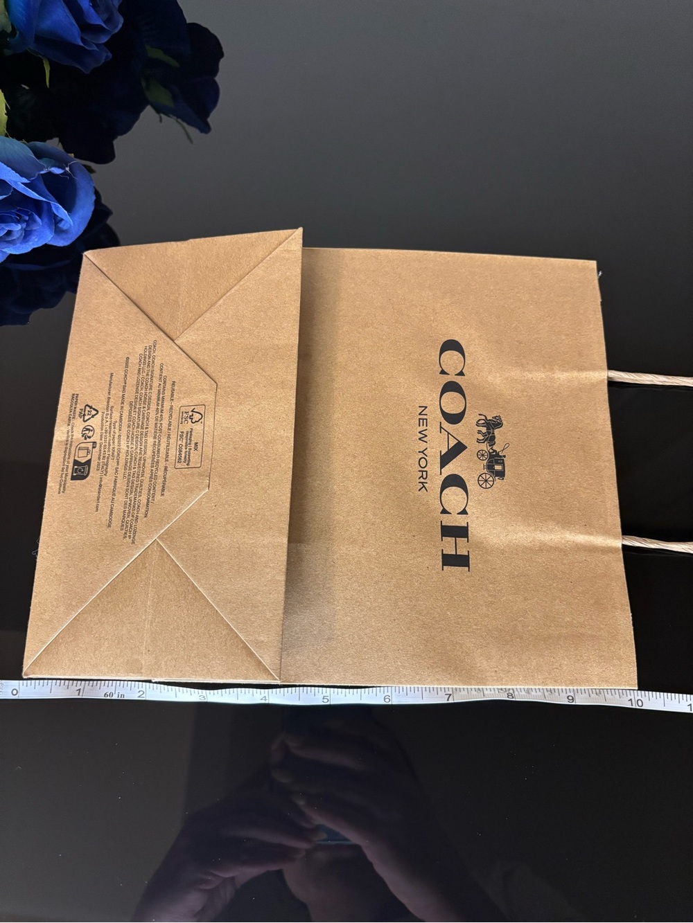 Coach Medium Brown Paper Shopping Bag with Black Logo - 8”x10”x4.5” - Picture 7 of 7